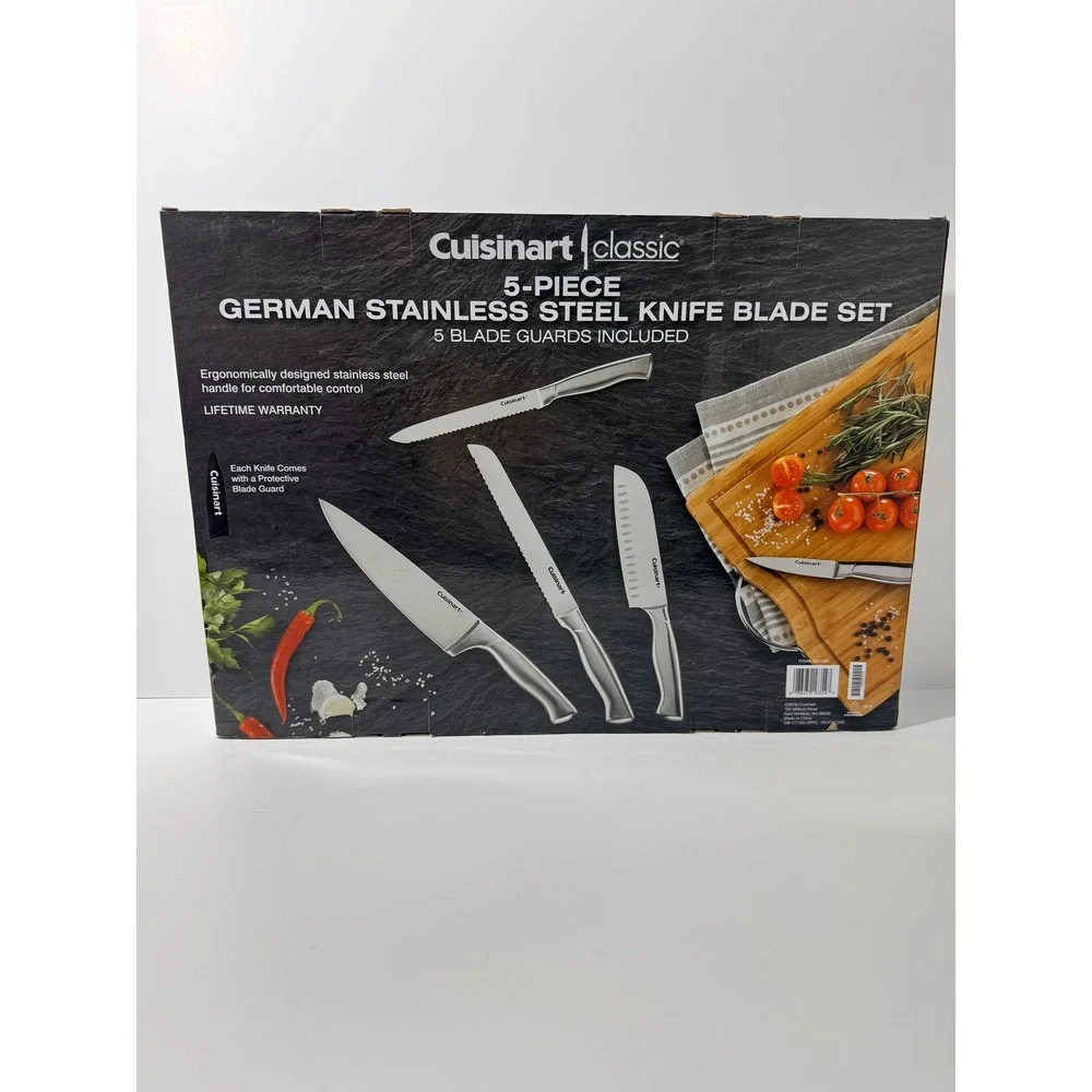 Cuisinart Knife Set Silver New 5pc German Stainless Steel C77SS-5PPC